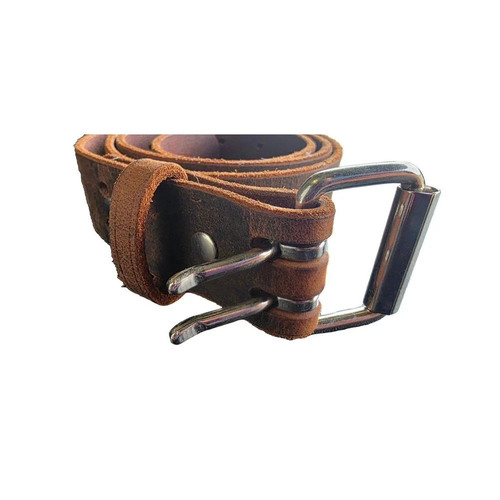 2 Hole Double Prong FULL GRAIN Thick Leather Heavy Duty Belt 1.5